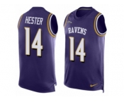 Men's Nike Baltimore Ravens #14 Devin Hester Limited Purple Player Name & Number Tank Top NFL Jersey