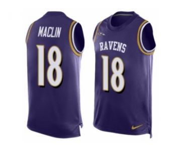 Men's Nike Baltimore Ravens #18 Jeremy Maclin Purple Player Name & Number Tank Top NFL Jersey