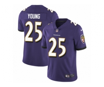 Men's Nike Baltimore Ravens #25 Tavon Young Vapor Untouchable Limited Purple Team Color NFL Jersey