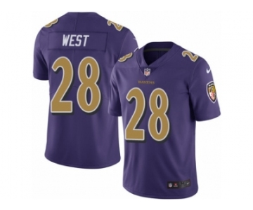 Men's Nike Baltimore Ravens #28 Terrance West Limited Purple Rush NFL Jersey