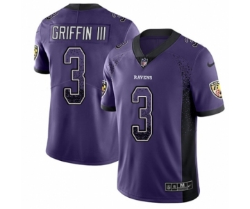 Men's Nike Baltimore Ravens #3 Robert Griffin III Limited Purple Rush Drift Fashion NFL Jersey