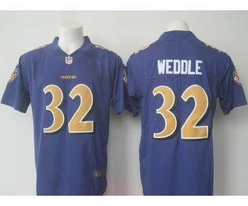 Men's Nike Baltimore Ravens #32 Eric Weddle  Limited Purple Stitched NFL Limited Rush Jersey