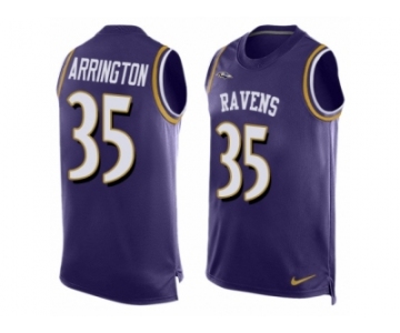 Men's Nike Baltimore Ravens #35 Kyle Arrington Limited Purple Player Name & Number Tank Top NFL Jersey