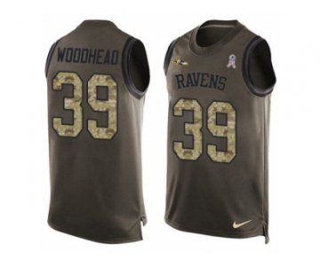 Men's Nike Baltimore Ravens #39 Danny Woodhead Limited Green Salute to Service Tank Top NFL Jersey