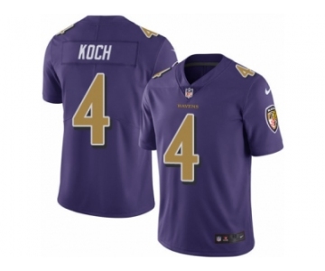 Men's Nike Baltimore Ravens #4 Sam Koch Elite Purple Rush NFL Jersey