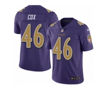 Men's Nike Baltimore Ravens #46 Morgan Cox Limited Purple Rush NFL Jersey