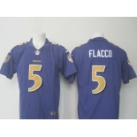 Men's Nike Baltimore Ravens #5 Joe Flacco Limited Purple Stitched NFL Limited Rush Jersey