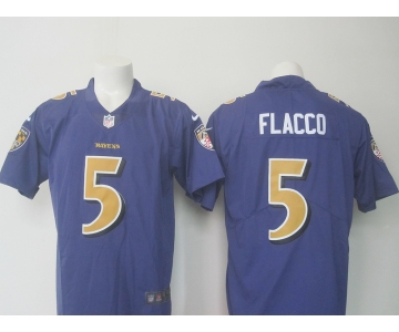 Men's Nike Baltimore Ravens #5 Joe Flacco Limited Purple Stitched NFL Limited Rush Jersey