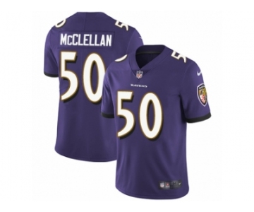 Men's Nike Baltimore Ravens #50 Albert McClellan Vapor Untouchable Limited Purple Team Color NFL Jersey