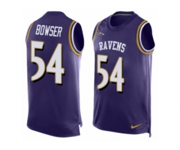 Men's Nike Baltimore Ravens #54 Tyus Bowser Elite Purple Player Name & Number Tank Top NFL Jersey