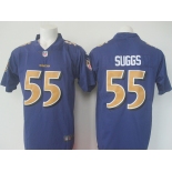 Men's Nike Baltimore Ravens  #55 Suggs Limited Purple Stitched NFL Limited Rush Jersey