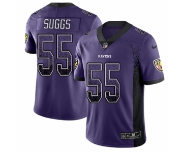 Men's Nike Baltimore Ravens #55 Terrell Suggs Limited Purple Rush Drift Fashion NFL Jersey