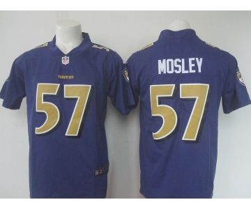 Men's Nike Baltimore Ravens #57 Mosley Limited Purple Stitched NFL Limited Rush Jersey