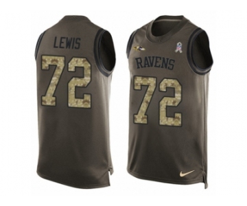 Men's Nike Baltimore Ravens #72 Alex Lewis Limited Green Salute to Service Tank Top NFL Jersey