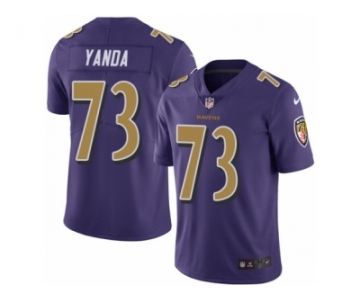 Men's Nike Baltimore Ravens #73 Marshal Yanda Limited Purple Rush NFL Jersey