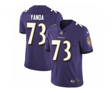 Men's Nike Baltimore Ravens #73 Marshal Yanda Vapor Untouchable Limited Purple Team Color NFL Jersey