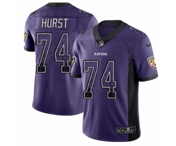 Men's Nike Baltimore Ravens #74 James Hurst Limited Purple Rush Drift Fashion NFL Jersey