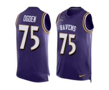 Men's Nike Baltimore Ravens #75 Jonathan Ogden Limited Purple Player Name & Number Tank Top NFL Jersey