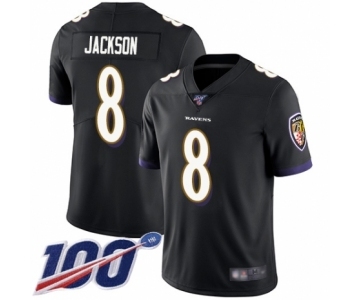 Men's Nike Baltimore Ravens #8 Lamar Jackson Black Alternate Vapor Untouchable Limited Player 100th Season NFL Jersey