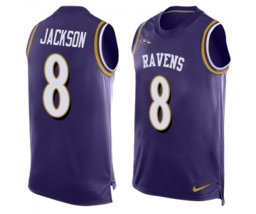 Men's Nike Baltimore Ravens #8 Lamar Jackson Elite Purple Player Name & Number Tank Top NFL Jersey