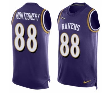 Men's Nike Baltimore Ravens #88 Ty Montgomery Elite Purple Player Name & Number Tank Top NFL Jersey