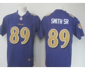 Men's Nike Baltimore Ravens #89 smith sr Limited Purple Stitched NFL Limited Rush Jersey