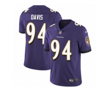 Men's Nike Baltimore Ravens #94 Carl Davis Vapor Untouchable Limited Purple Team Color NFL Jersey