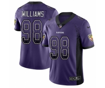 Men's Nike Baltimore Ravens #98 Brandon Williams Limited Purple Rush Drift Fashion NFL Jersey