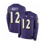 Nike Baltimore Ravens #12 Jaleel Scott Limited Purple Therma Long Sleeve NFL Jersey