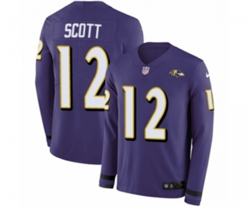 Nike Baltimore Ravens #12 Jaleel Scott Limited Purple Therma Long Sleeve NFL Jersey