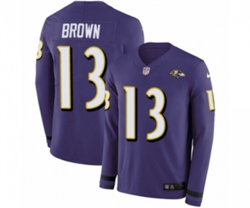 Nike Baltimore Ravens #13 John Brown Limited Purple Therma Long Sleeve NFL Jersey