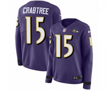 Nike Baltimore Ravens #15 Michael Crabtree Limited Purple Therma Long Sleeve NFL Jersey