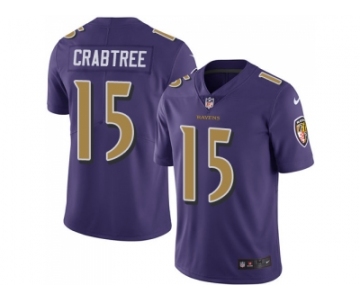 Nike Baltimore Ravens #15 Michael Crabtree Purple Men Stitched NFL Limited Rush Jersey