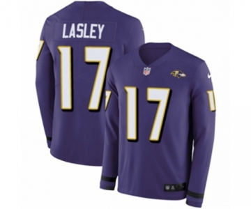 Nike Baltimore Ravens #17 Jordan Lasley Limited Purple Therma Long Sleeve NFL Jersey