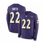 Nike Baltimore Ravens #22 Jimmy Smith Limited Purple Therma Long Sleeve NFL Jersey