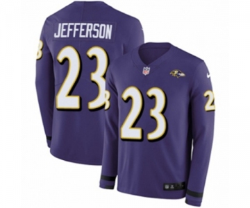 Nike Baltimore Ravens #23 Tony Jefferson Limited Purple Therma Long Sleeve NFL Jersey