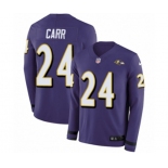 Nike Baltimore Ravens #24 Brandon Carr Limited Purple Therma Long Sleeve NFL Jersey