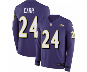 Nike Baltimore Ravens #24 Brandon Carr Limited Purple Therma Long Sleeve NFL Jersey