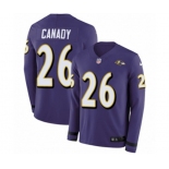 Nike Baltimore Ravens #26 Maurice Canady Limited Purple Therma Long Sleeve NFL Jersey