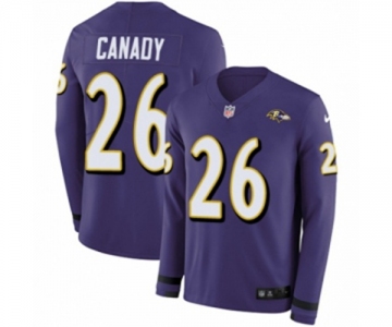 Nike Baltimore Ravens #26 Maurice Canady Limited Purple Therma Long Sleeve NFL Jersey