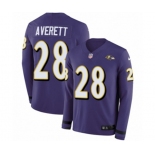 Nike Baltimore Ravens #28 Anthony Averett Limited Purple Therma Long Sleeve NFL Jersey