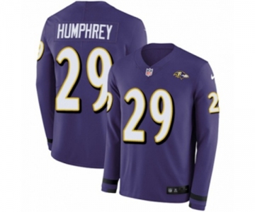 Nike Baltimore Ravens #29 Marlon Humphrey Limited Purple Therma Long Sleeve NFL Jersey