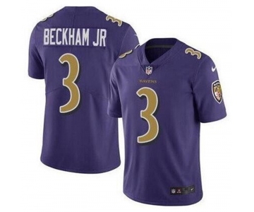 Nike Baltimore Ravens #3 Odell Beckham Jr Purple Color Rush Limited Jersey