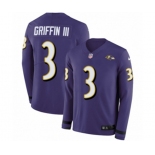 Nike Baltimore Ravens #3 Robert Griffin III Limited Purple Therma Long Sleeve NFL Jersey