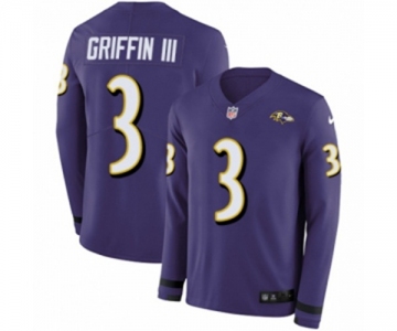 Nike Baltimore Ravens #3 Robert Griffin III Limited Purple Therma Long Sleeve NFL Jersey