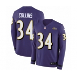 Nike Baltimore Ravens #34 Alex Collins Limited Purple Therma Long Sleeve NFL Jersey