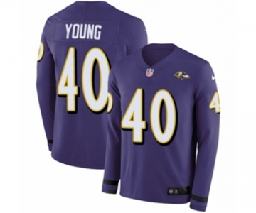 Nike Baltimore Ravens #40 Kenny Young Limited Purple Therma Long Sleeve NFL Jersey