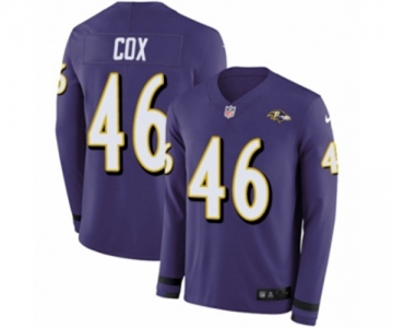 Nike Baltimore Ravens #46 Morgan Cox Limited Purple Therma Long Sleeve NFL Jersey