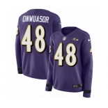 Nike Baltimore Ravens #48 Patrick Onwuasor Limited Purple Therma Long Sleeve NFL Jersey