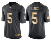 Nike Baltimore Ravens #5 Joe Flacco Anthracite 2016 Christmas Day Gold Men's NFL Limited Salute to Service Jersey